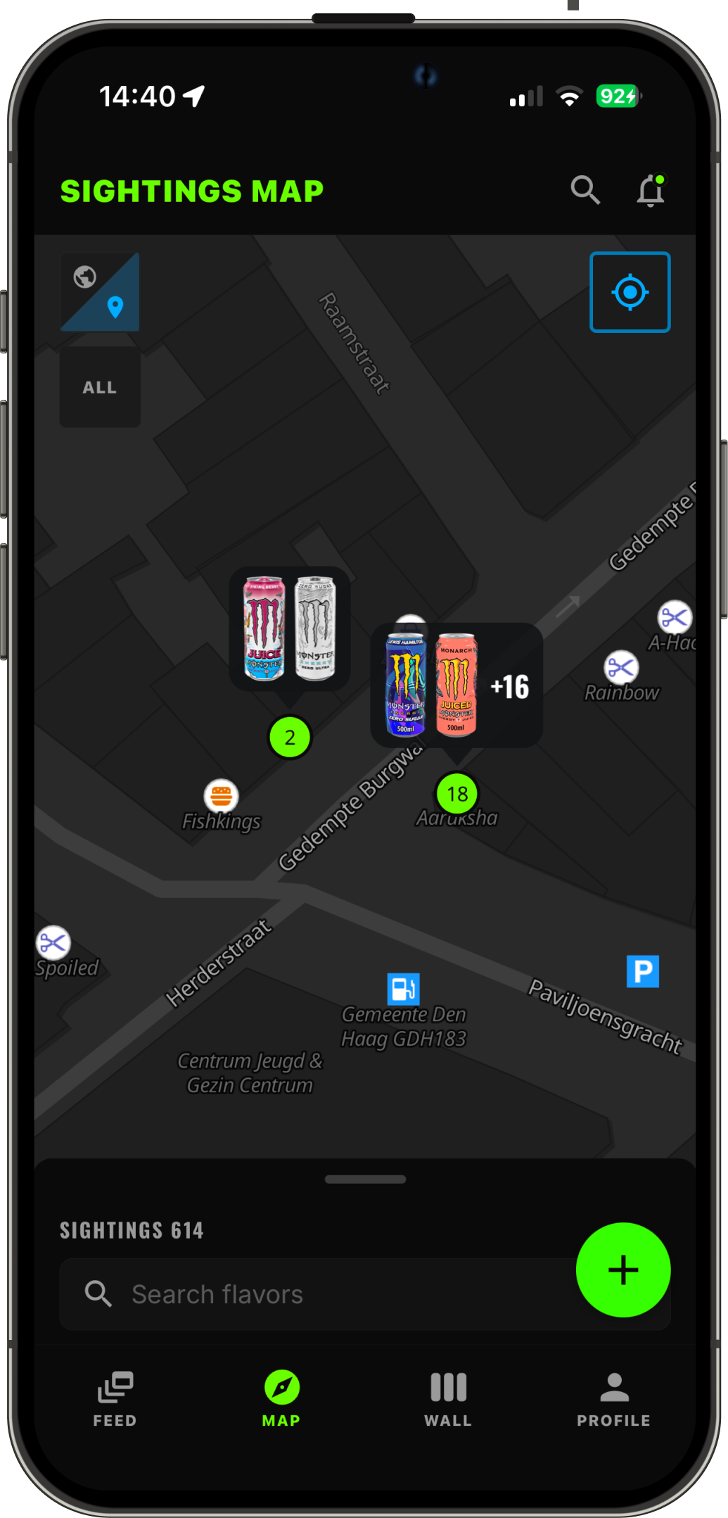 BeastVault map of Monster Energy sightings near you